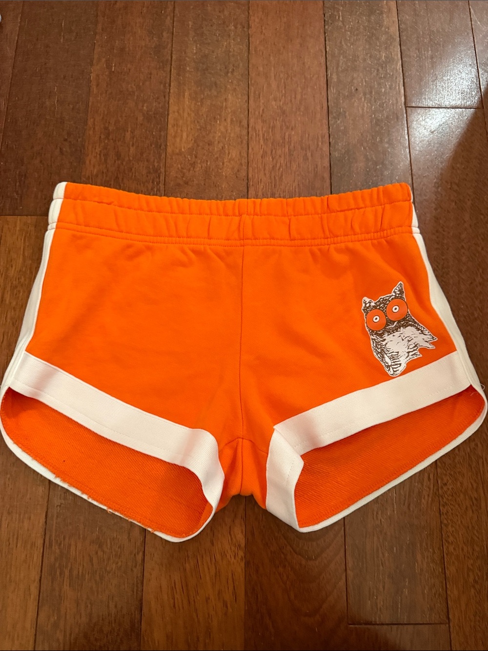 Hooters Orange Athletic Shorts with White Trim and Owl Graphic